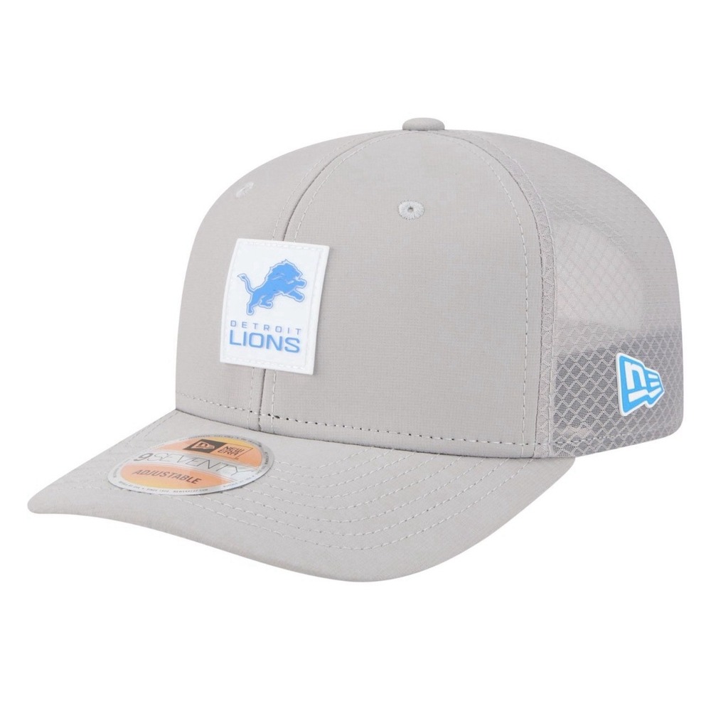 New Era Adult Detroit Lions Sideline 2025 Grey 9Seventy Adjustable Trucker Hat